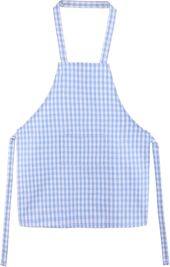 Kids Aprons, Children's Artists Aprons Pure Cotton Gingham Aprons with Pocket and Adjustable Neck... | Amazon (US)