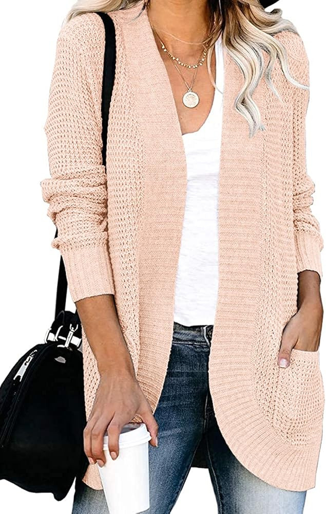 ZESICA Women's Long Sleeve Open Front Casual Lightweight Soft Knit Cardigan Sweater Outerwear | Amazon (US)