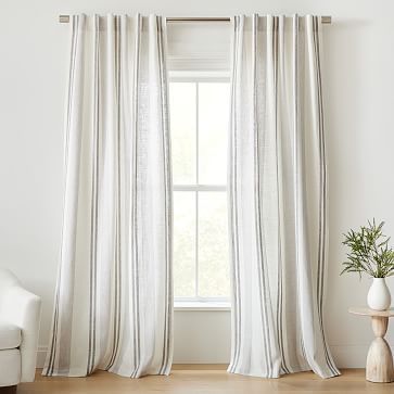 Textured Luxe Stripe Linen Curtain - Frost Gray | West Elm (US)