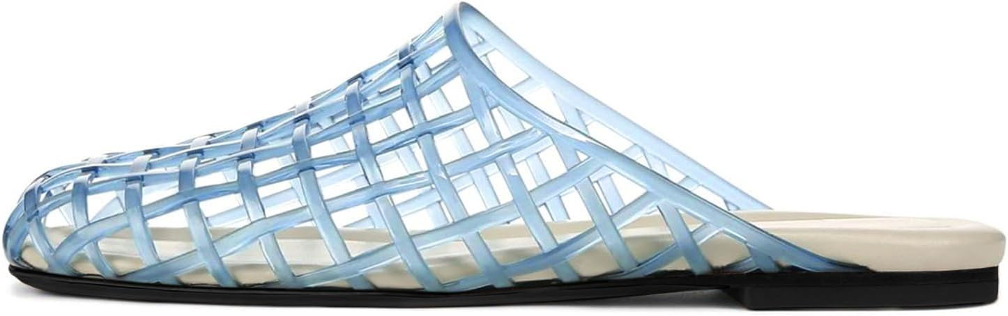 KISSASA Blue Jelly Shoes Women Slip On Mesh Jelly Flats Mules Closed Toe Clear Jelly Sandals Comf... | Amazon (CA)