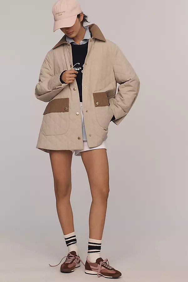 Barbour Corinne Corduroy-Trim Quilted Jacket | Anthropologie (US)