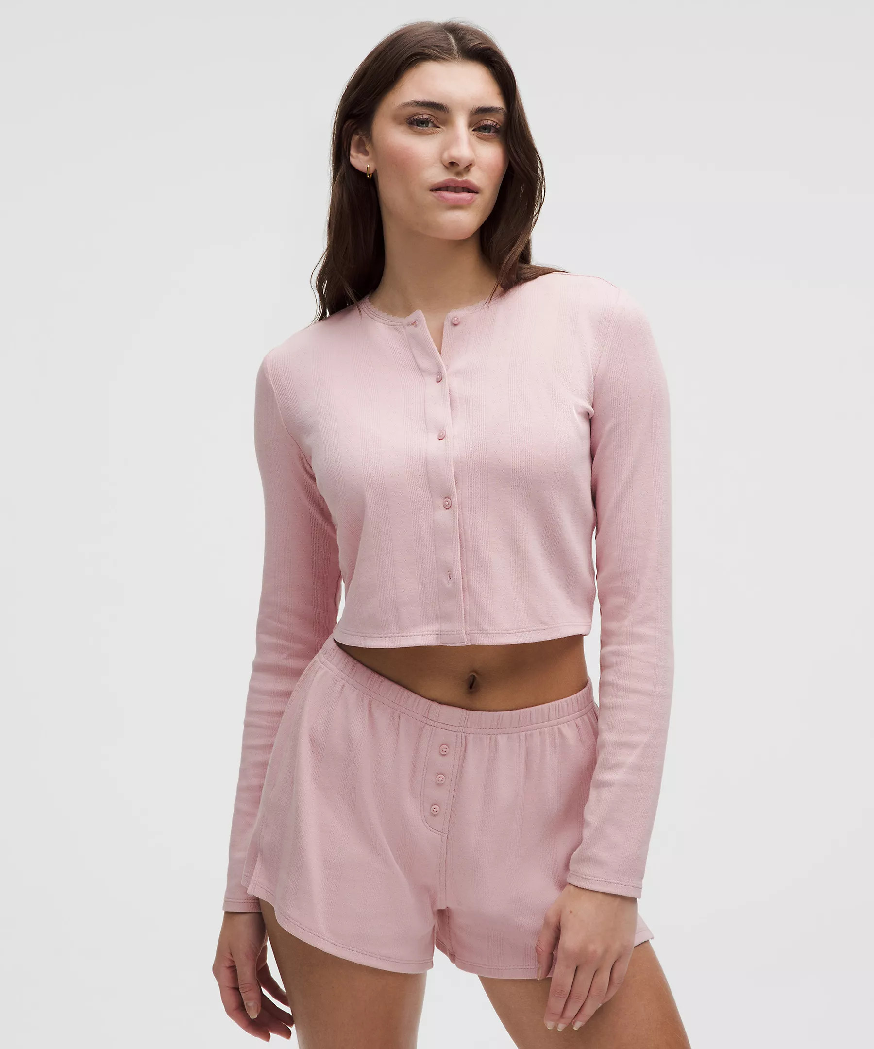 Cotton Pointelle Cropped Button Shirt | Women's Long Sleeve Shirts | lululemon | Lululemon (US)