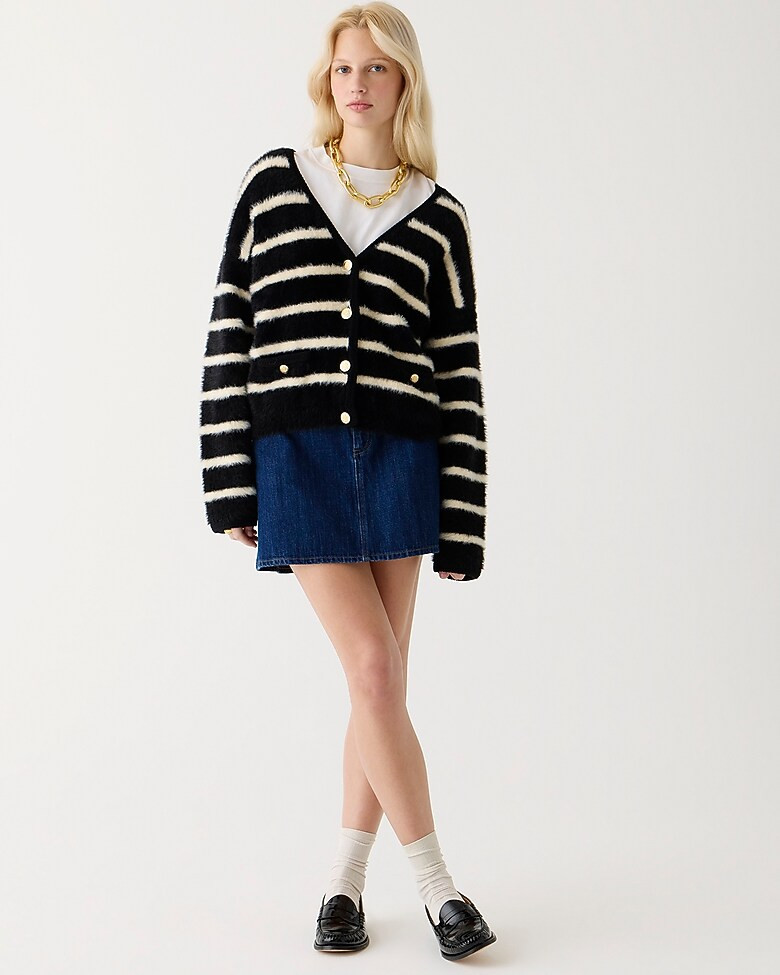 Sweater lady jacket in striped brushed yarn | J. Crew US