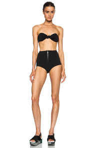 Lisa Marie Fernandez Poppy Zip High Waisted Bikini in Black | FWRD 
