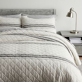 Windward Stripe Reversible Quilt, Light Chambray | Pottery Barn Teen