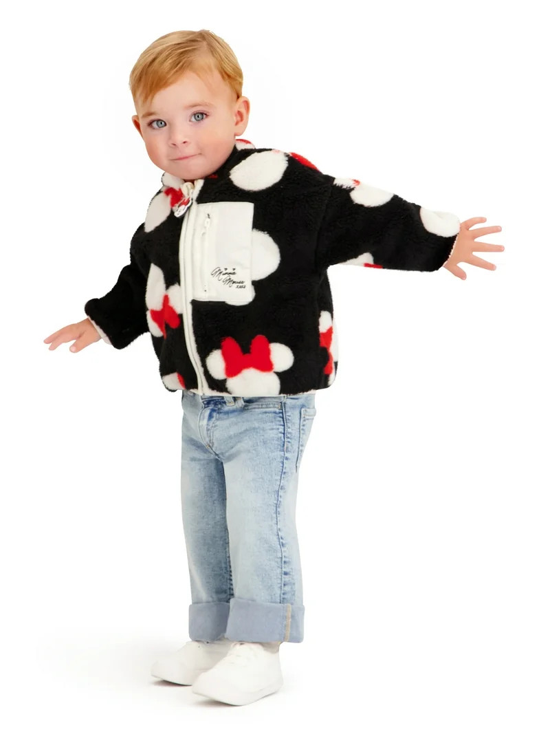 Minnie Mouse Toddler Girls Sherpa Jacket, Sizes 12 Months - 5T | Walmart (US)