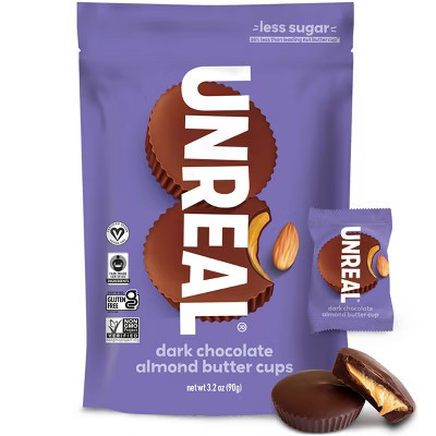 UNREAL Dark Chocolate Almond Butter Cups Candy - 3.2oz | Target