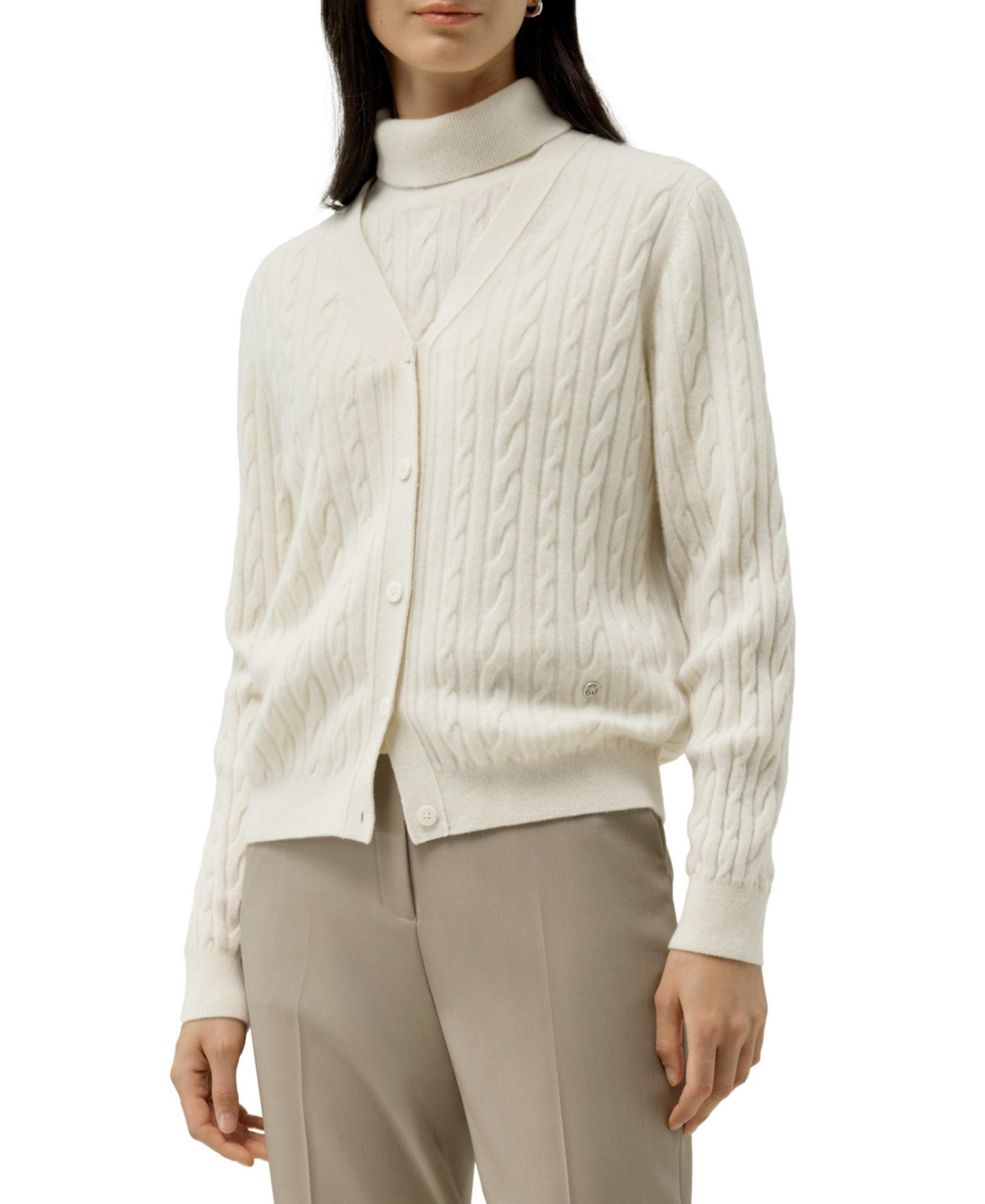 Lilysilk Women's Cable-Knit Baby Cashmere Cardigan - Cloud | Macy's
