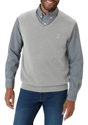 Chaps Men's Fine Gauge Sweater Vest, Grey, Medium | Belk
