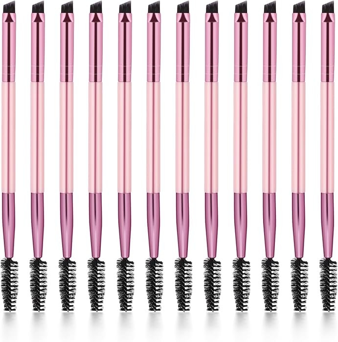 12-Piece Dual-Ended Brow Brush Set - Angled Eyebrow Brush, Spoolie, Shaping & Filling for Precise... | Amazon (US)