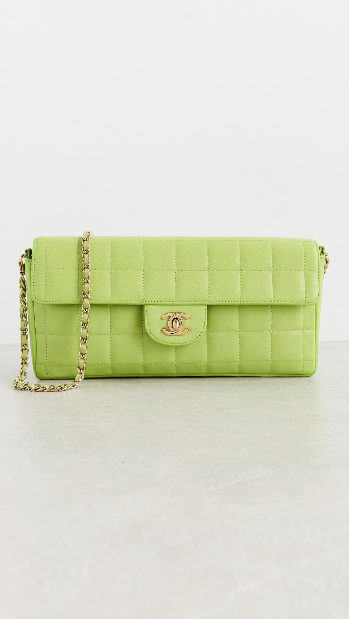 Chanel Green Lambskin Chocolate Bar East West Bag | Shopbop