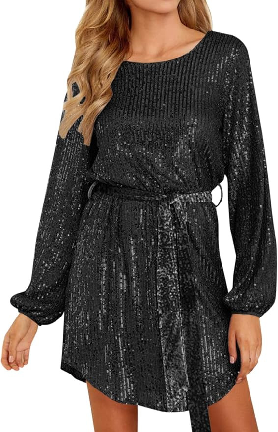 Auxo Women Long Sleeve Floral Lace V Neck Elegant Cocktail Party Wedding Bridesmaid Evening Dress | Amazon (US)