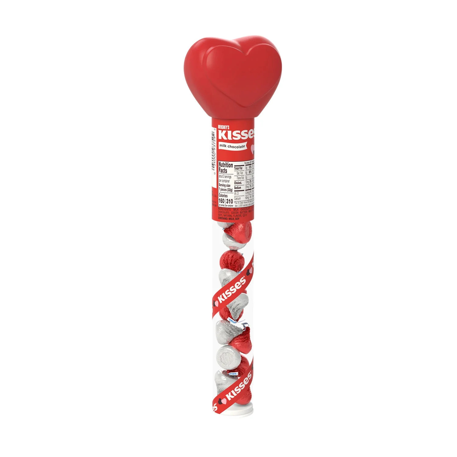 Hershey's Kisses Milk Chocolate Valentine's Day Candy, Plastic Cane 2.24 oz | Walmart (US)