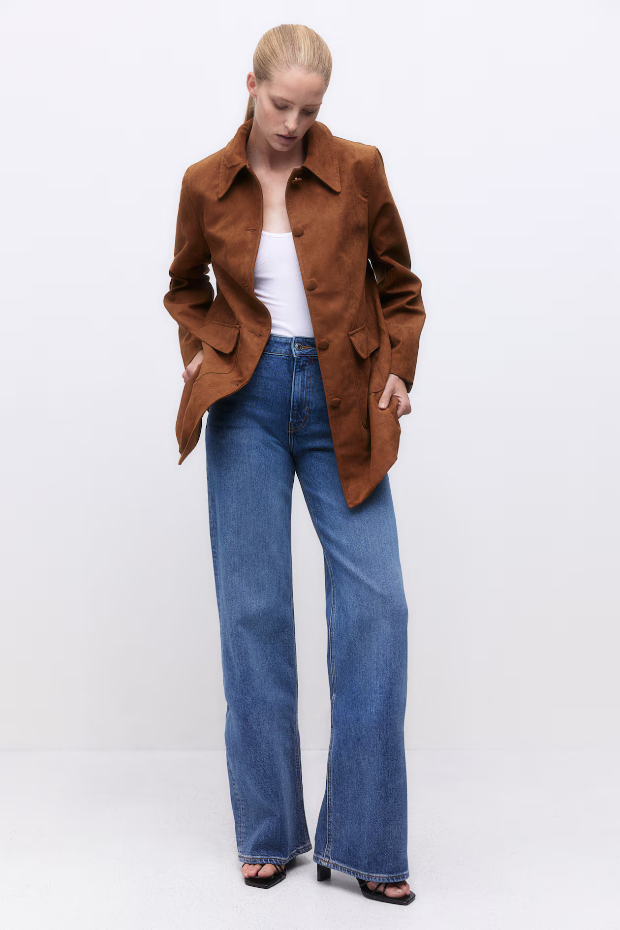 Napped car coat - Long sleeve - Knee length - Brown - Ladies | H&M GB | H&M (UK, MY, IN, SG, PH, TW, HK)