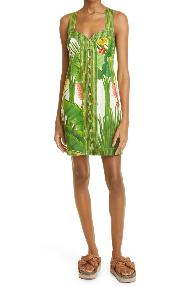 Fresh Forest Scarf Print Linen Sundress | Nordstrom