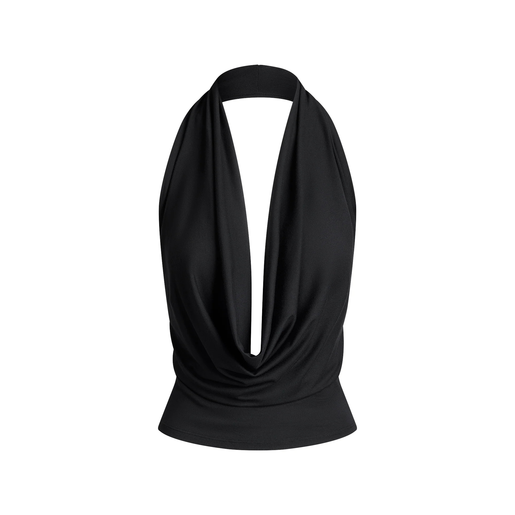 SMOOTH LAYERS DEEP PLUNGE HALTER TOP | OBSIDIAN | SKIMS (US)