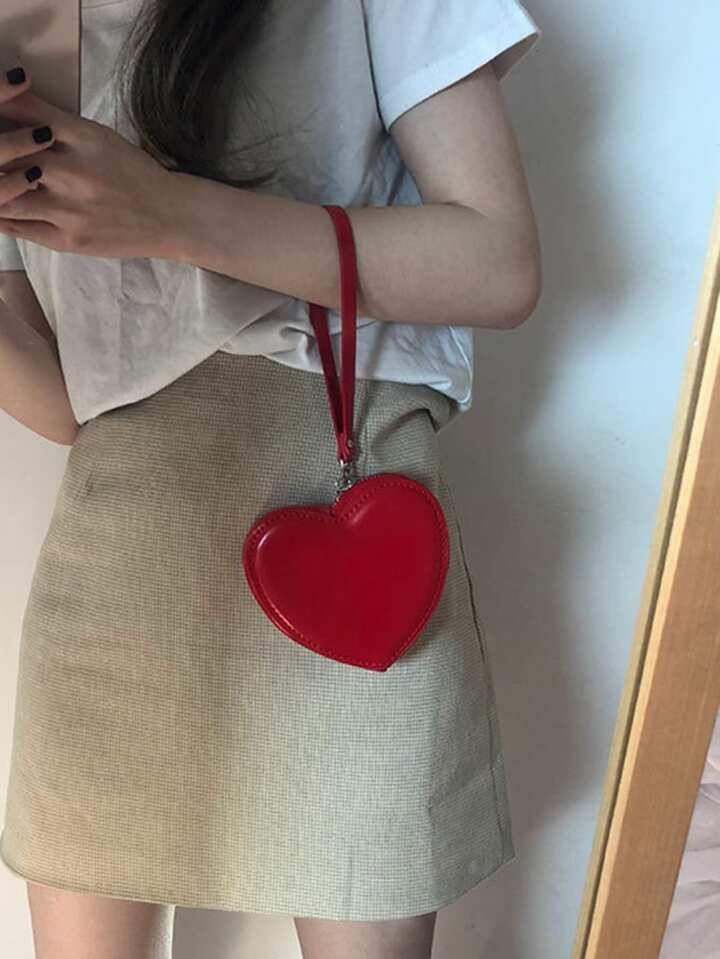 Heart Shaped Coin Purse With Wristlet Lightweight Money Cash ID Card Credit Card Portable Coin Po... | SHEIN