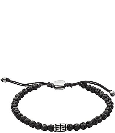 Fossil Men's Lava Bead Adjustable Bracelet - Black | Dillard's