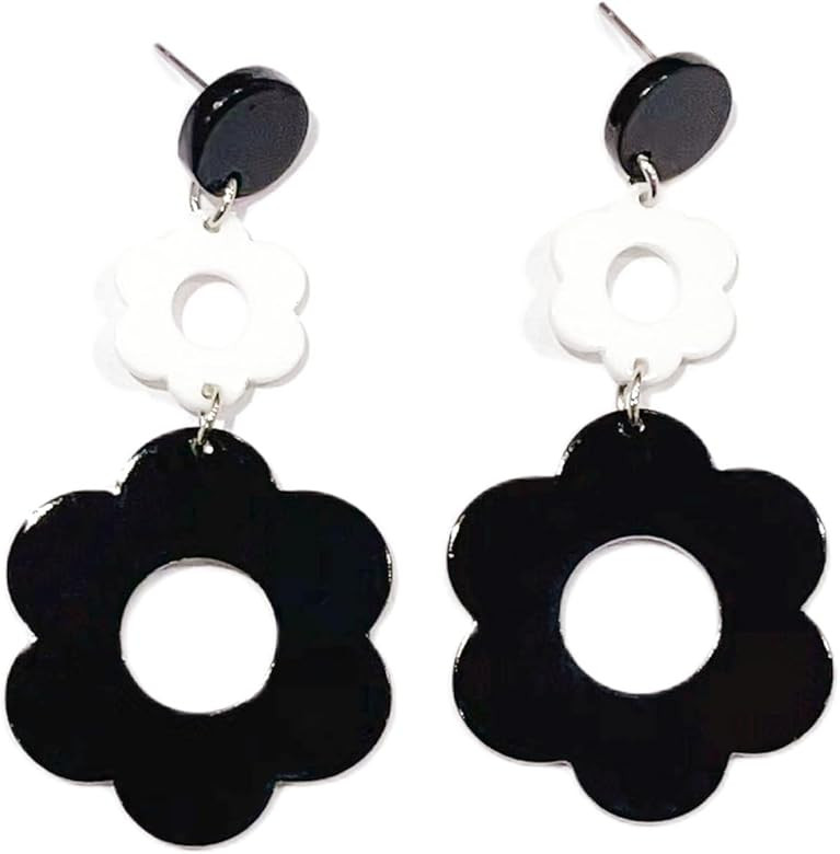 Cute Hollow Flower Dangle Earrings Vintage Resin Flower Daisy Earrings 60S 70S Party Jewelry Moth... | Amazon (US)