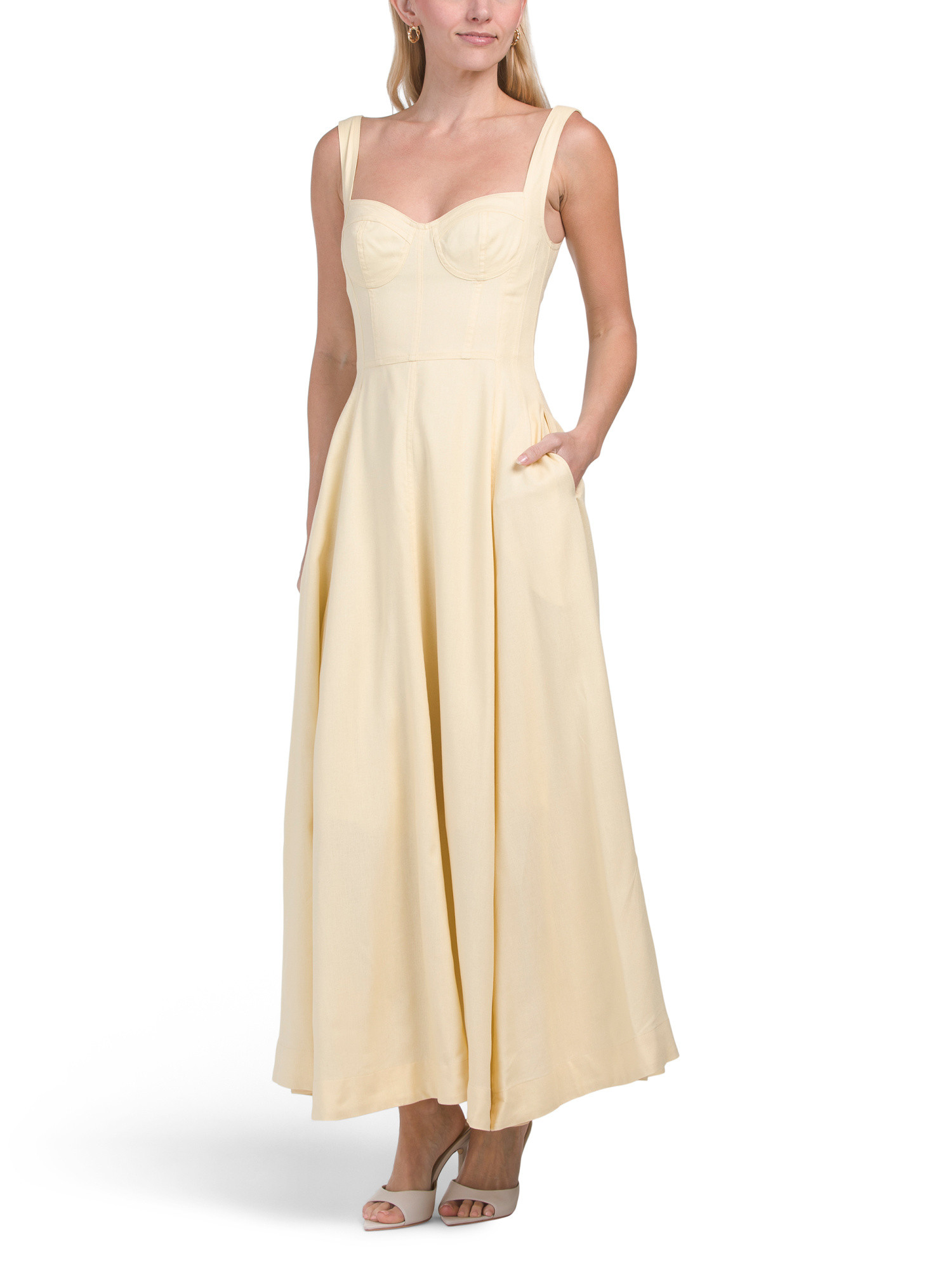 Linen Blend Anya Sleeveless Maxi Dress With Panels | TJ Maxx