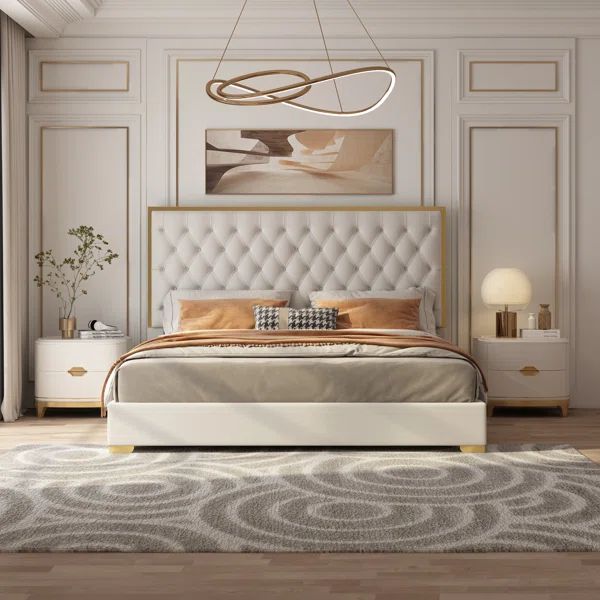 Valmar Morden Tufted Upholstered Golden Platform Bed | Wayfair North America