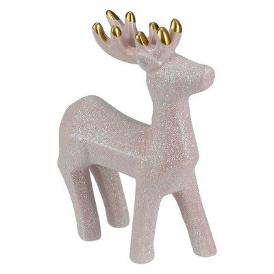 Northlight 6" Glittery Pink Ceramic Reindeer Christmas Figure | Target