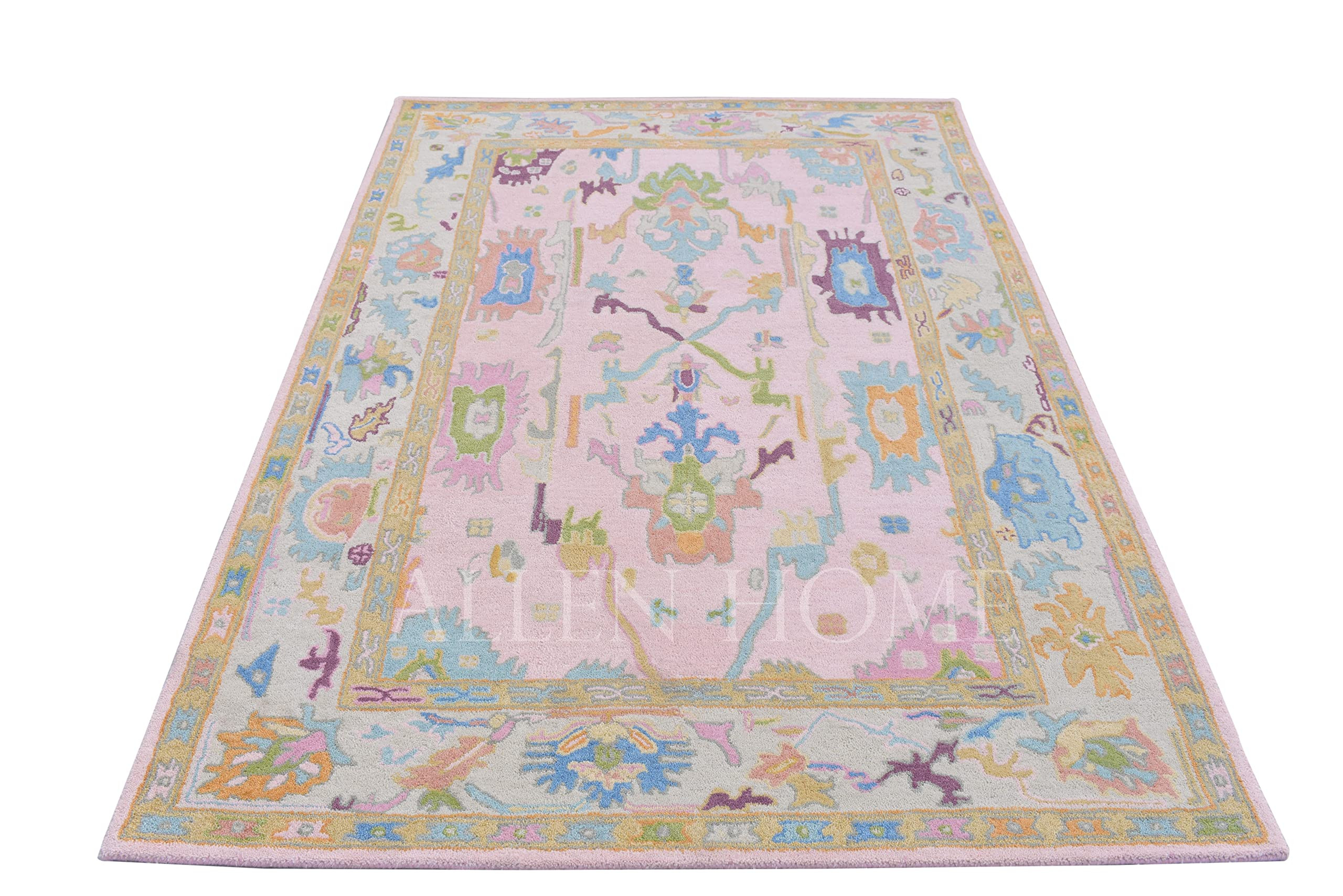 Allen Home Hand Crafted Wool Rugs - Pastel Ushak Area Carpets Suitable for Living Room, Bedroom, ... | Amazon (US)