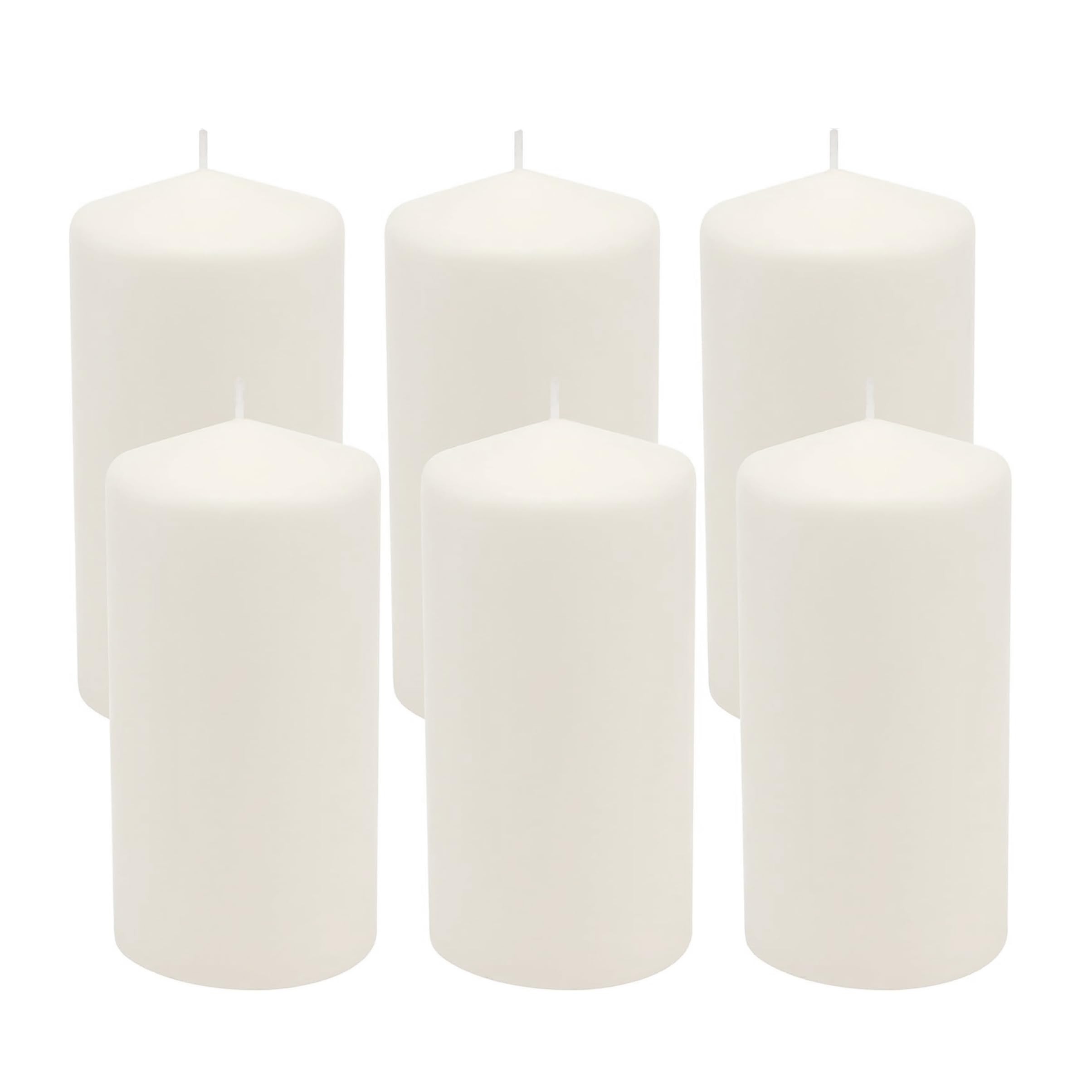 Stonebriar 6 Count Tall 3 x 6 Inch 65 Hour Long Burning Unscented White Wax Pillar Candles | Amazon (US)