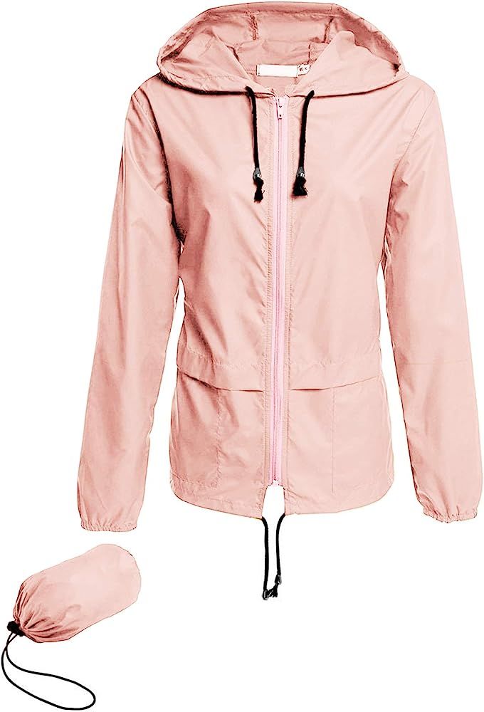Avoogue Raincoat Women Lightweight Waterproof Rain Jackets Packable Outdoor Hooded Windbreaker | Amazon (US)