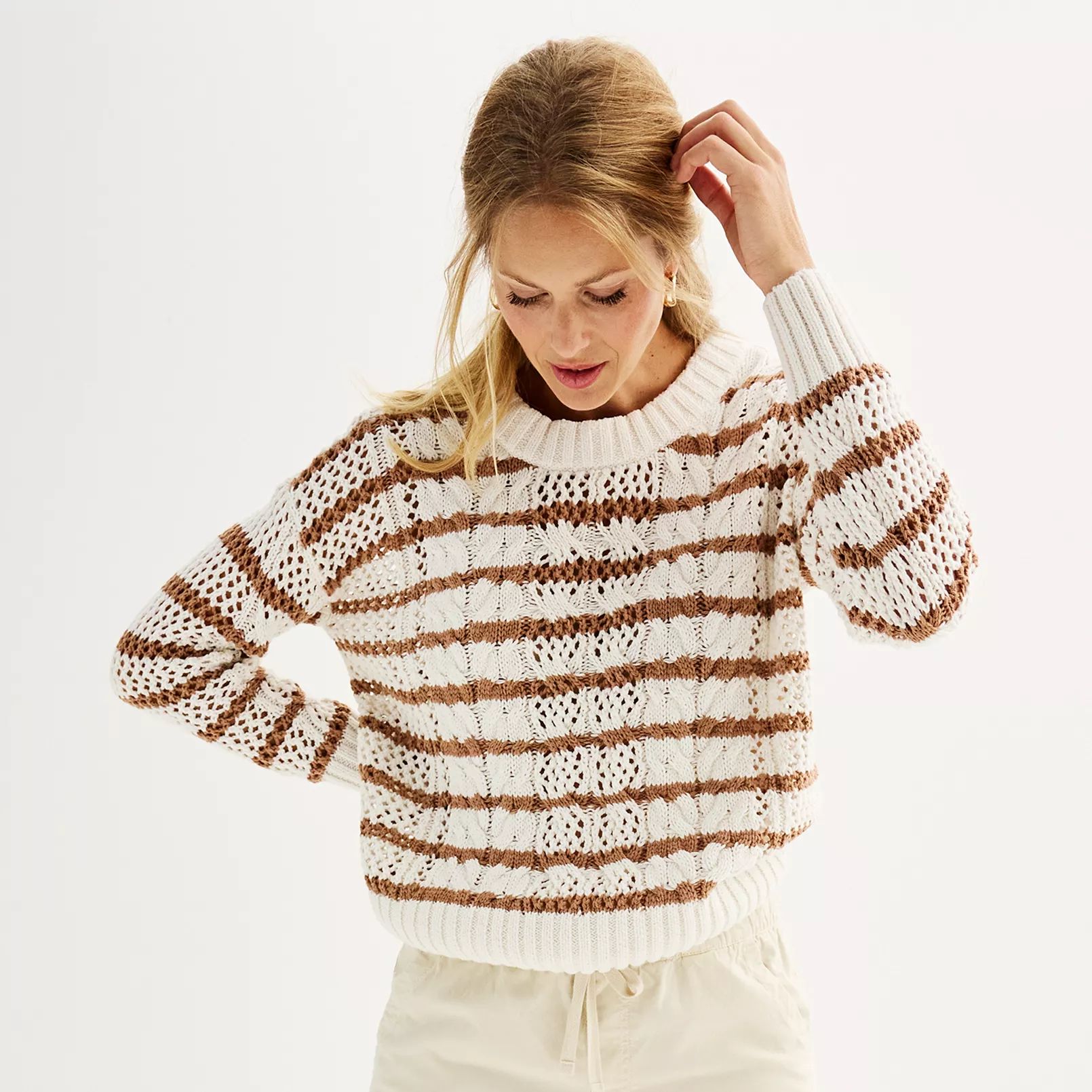 Women's Sonoma Goods For Life® Boatneck Crochet Sweater | Kohl's