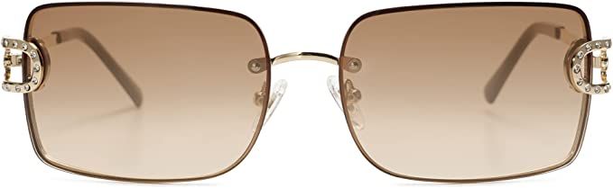 SOJOS Vintage Rectangle Sunglasses for Women,Trendy Rimless 90s UV400 Womens Y2K Shades SJ1178 | Amazon (US)