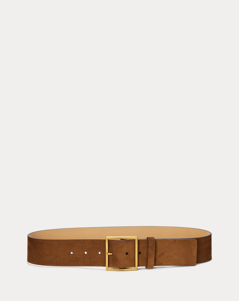Square-Buckle Wide Suede Belt | Ralph Lauren (UK)