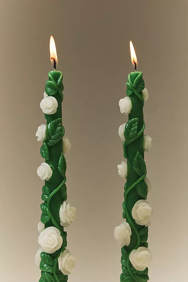 Rose Vine Taper Candles, Set of 2 | Anthropologie (US)