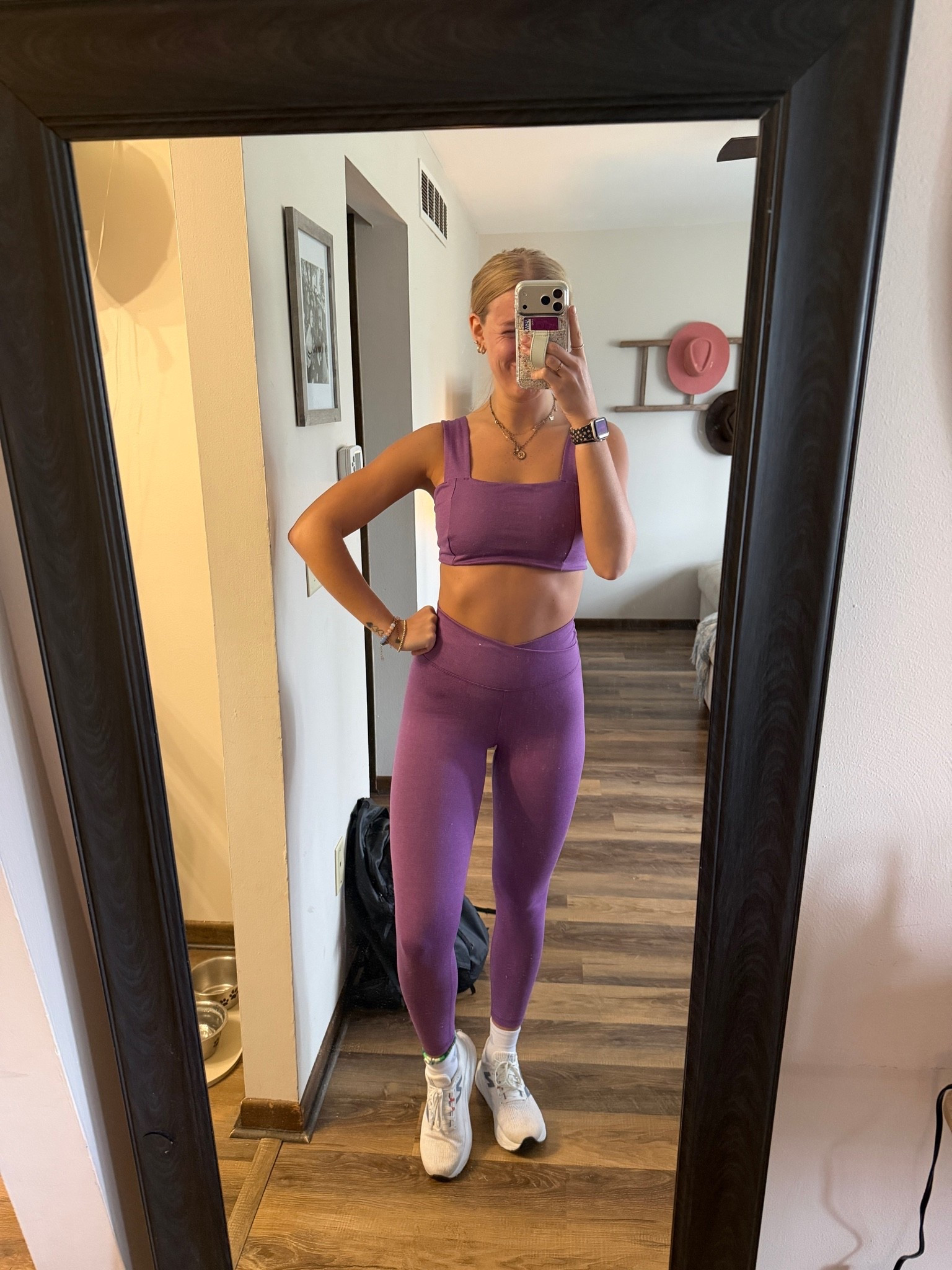 Another 💪🏻🦵🏼 & 🏃🏼‍♀️💨 outfit—04.24.26

size medium in sports bra
size small in leggings
size medium in grey fitted long sleeve tee
size 9 in white New Balance shoes
*socks are from @DSW :)

Old Navy finds, Old Navy deals, Old Navy sale, Old Navy fashion, Old Navy activewear, Old Navy sports bra, Old Navy leggings, purple set, purple workout set, SoComfy set, New Balance shoes, white running shoes, DSW finds, DSW deals, DSW sneakers

#LTKootd #LTKActive #LTKfitnessgoals