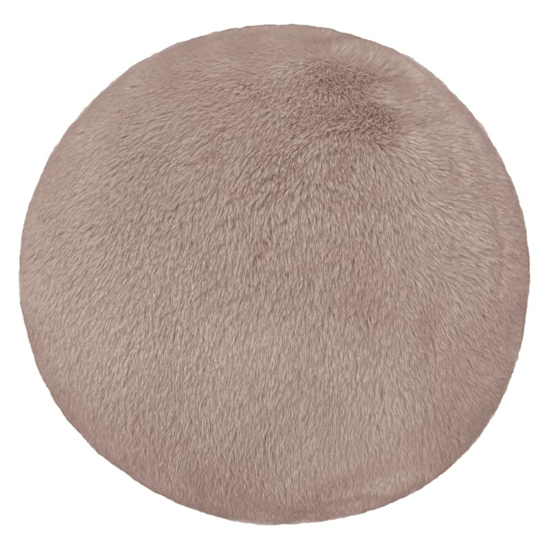 Brown Faux Fur Round Throw Pillow, 16" | At Home