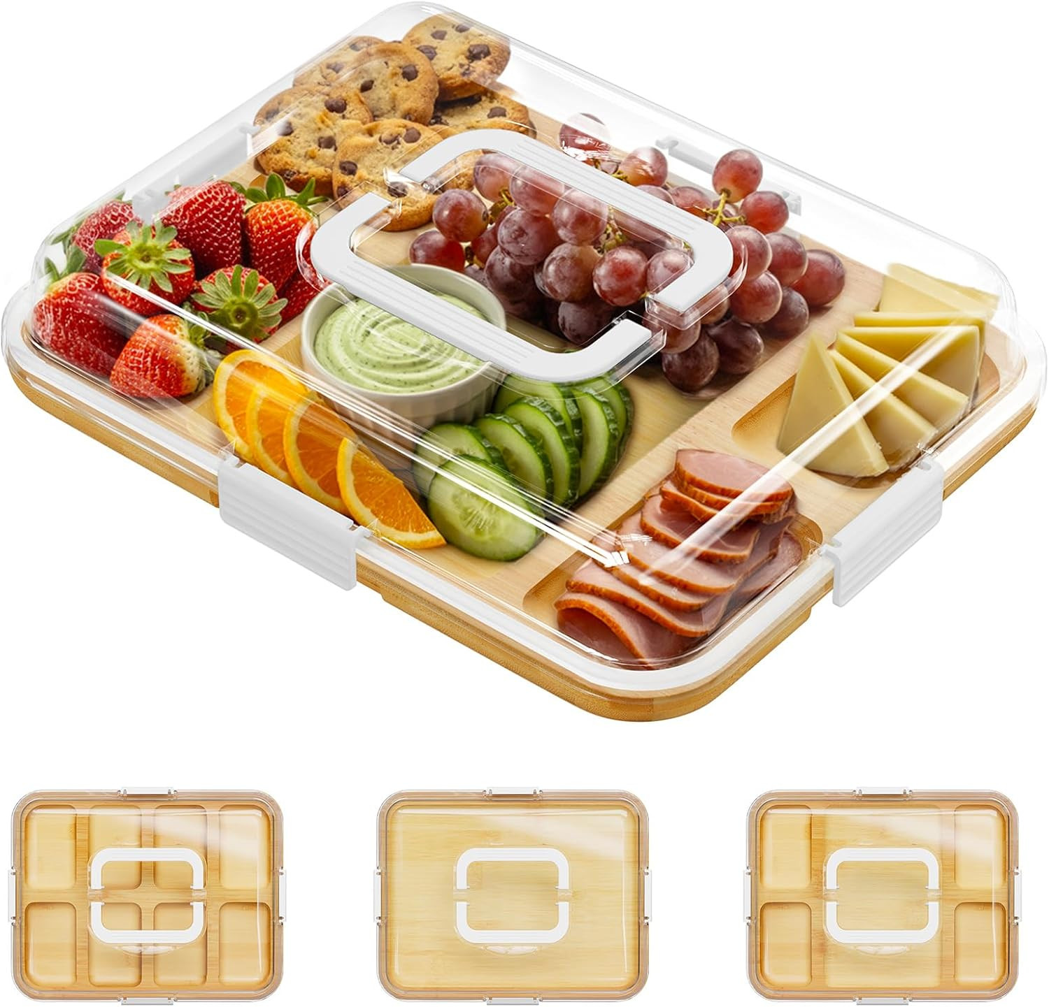 SpaceAid Charcuterie Board with Clear Lid, Portable Travel Cheese Cutting Boards for Picnic Acces... | Amazon (US)