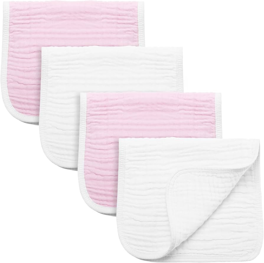 Synrroe Burp Cloths Large, Muslin Burp Cloths for Baby Girls and Boys, Pack of 4 Extra Absorbent ... | Amazon (US)