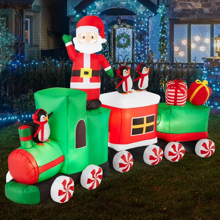 Best Choice Products 8.5 x 5ft Pre-Lit Inflatable Christmas Train & Animated Santa Claus w/ 10 LE... | Walmart (US)