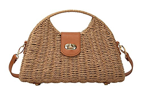 Straw Crossbody Bag for Women Hand Woven Rattan Beach Handbag Top Handle Shoulder Bags Purse for Travel Vacation | Amazon (US)