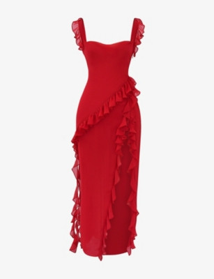 Ariela ruffle-trim woven maxi dress | Selfridges