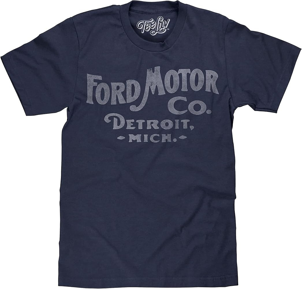 Tee Luv Men's Ford Motor Company Shirt - Faded Ford Detroit Graphic Tee Shirt | Amazon (US)