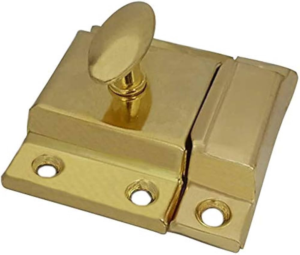 QCAA Oval Turn Cabinet Latch, for Cupboard & Other Furniture, Large, Brass Plated, 1 Pack | Amazon (US)