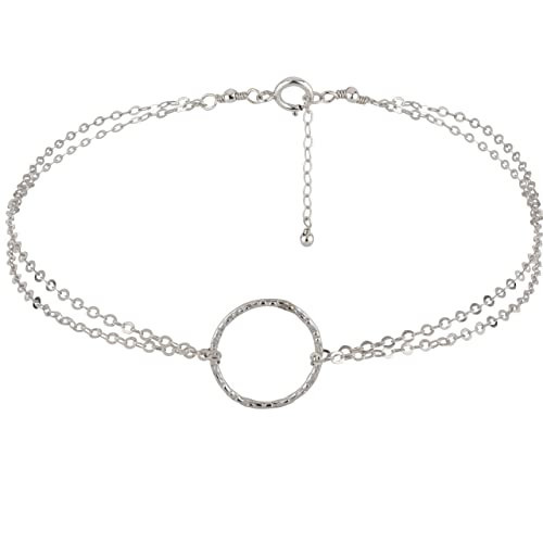 Annika Bella Boho Circle Charm Anklet, 9-10 Inches Ankle Chain Bracelet, 925 Sterling Silver Anklets, 925 Waterproof Leg Jewelry (Silver) | Amazon (US)