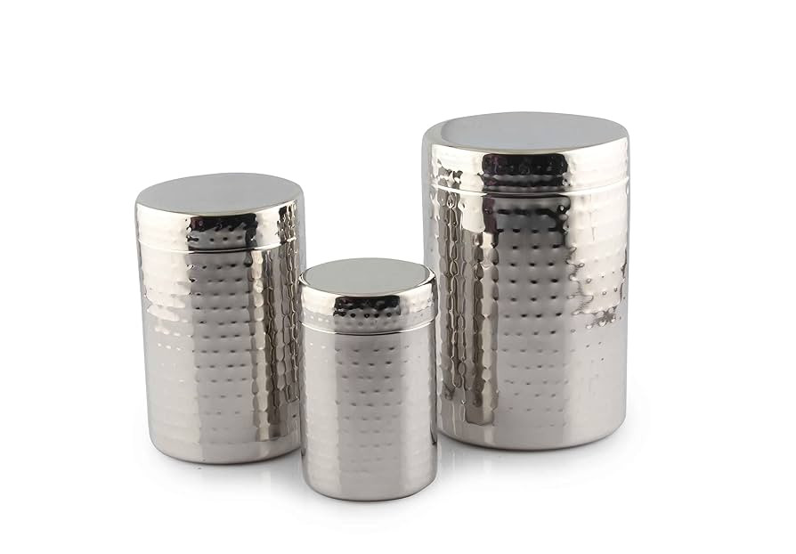 Old Dutch International Hammered Shiny finish Stainless Hammered Canister, Stainless Steel (21792... | Amazon (US)