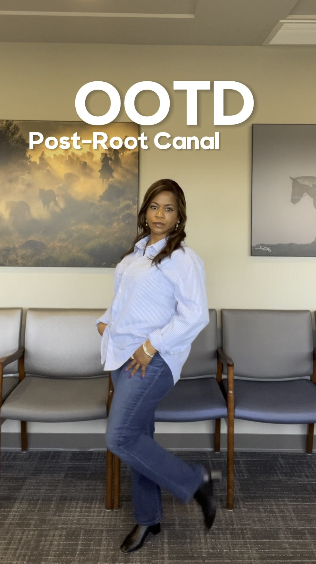 Showing off my stylish outfit post-root canal because who says you can't look good while recovering? 
My daughter had a routine appointment, so I pushed through to support her. 

#LTKfamily #LTKVideo #LTKstyletip