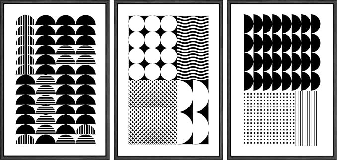 SIGNWIN Framed Canvas Print Wall Art Set Geometric Semi Circle Pattern Variety Abstract Shapes Di... | Amazon (US)