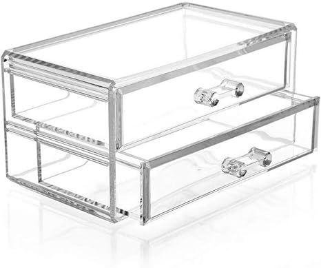 Momentum Brands Clear Acrylic Deluxe 2 Drawer Makeup Jewelry Box Organizer 9x4x5.25 | Amazon (US)