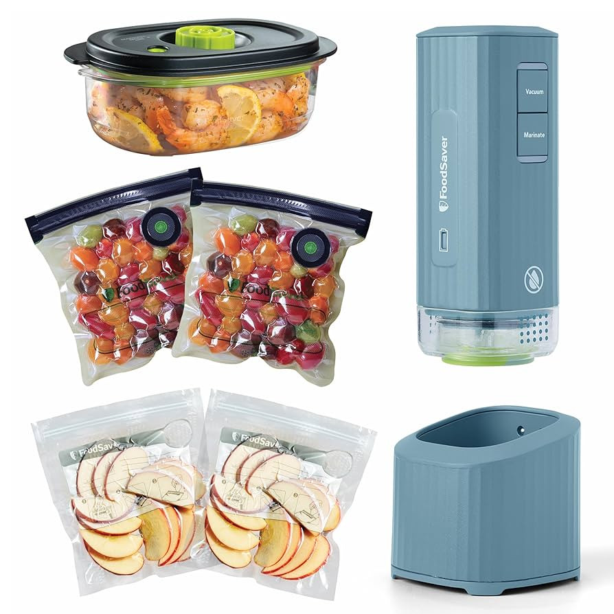 FoodSaver Mini Handheld Vacuum Sealer, Cordless, Vacuum Sealer with Charging Dock, Blue | Amazon (US)