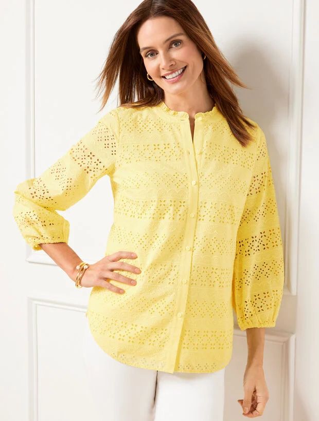 Eyelet Button Front Top | Talbots