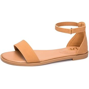 LM Women's Flat Sandals Open Toe One Band Ankle Strap Sandals Casual Summer Flat Sandals | Amazon (US)
